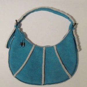 Turquoise Suede Small Zippered Purse